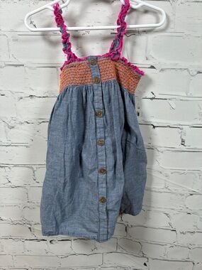 Cat & Jack Light Blue Chambray Dress with Bright Pink Trim